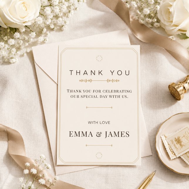 Editable Soft Ivory Elegance Thank You Card (Elegant Thank You Card on luxurious ivory linen.)
