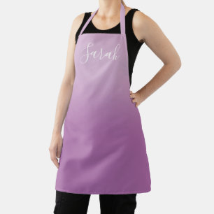 Editable Soft Mauve Ombre & White Text Script  Apron