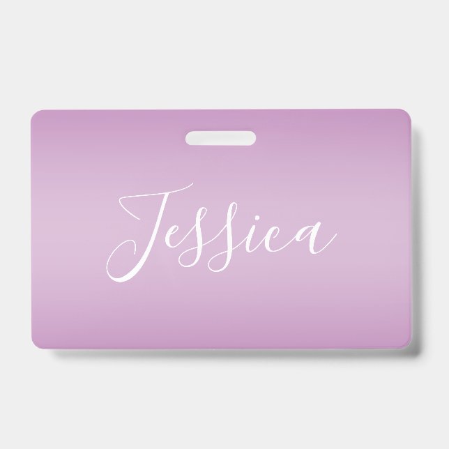 Editable Soft Mauve Ombre & White Text Script  Badge (Front)