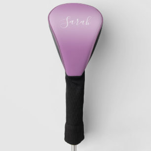 Editable Soft Mauve Ombre & White Text Script  Golf Head Cover