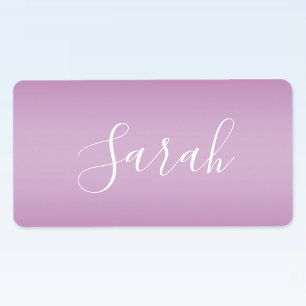 Editable Soft Mauve Ombre & White Text Script Label