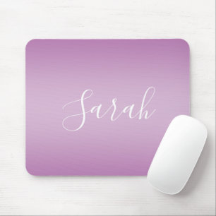 Editable Soft Mauve Ombre & White Text Script Mouse Pad