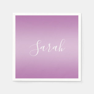 Editable Soft Mauve Ombre & White Text Script  Napkin
