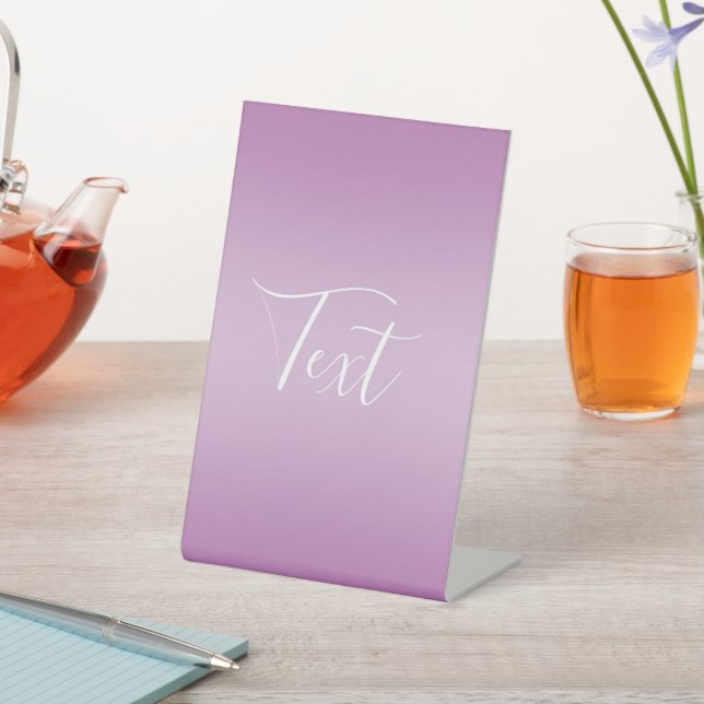 Editable Soft Mauve Ombre & White Text Script  Pedestal Sign (In SItu)