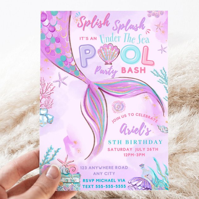 Editable Sous La Sirène De Mer Invitation Annivers (Créateur téléchargé)
