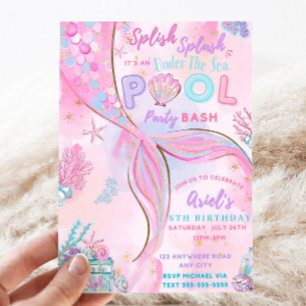 Editable Sous La Sirène De Mer Invitation Annivers