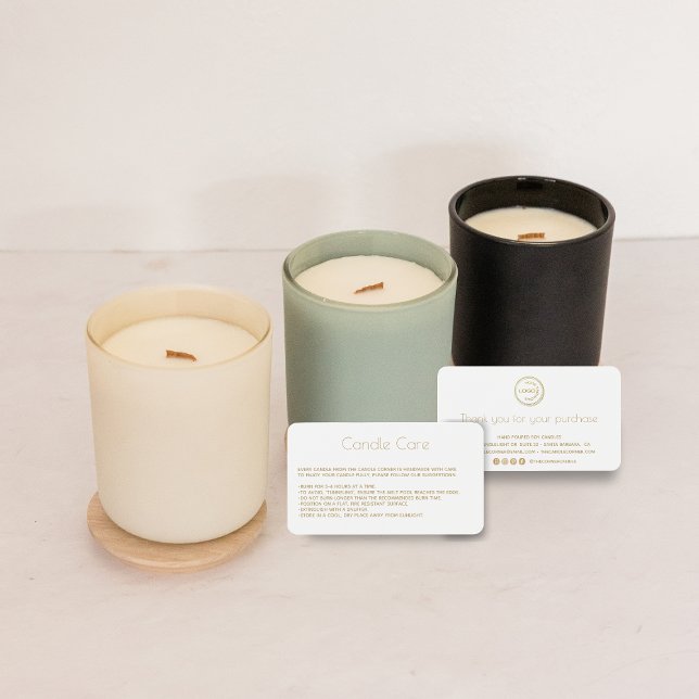Editable Soy Candle Care Card with  logo White (Creator Uploaded)