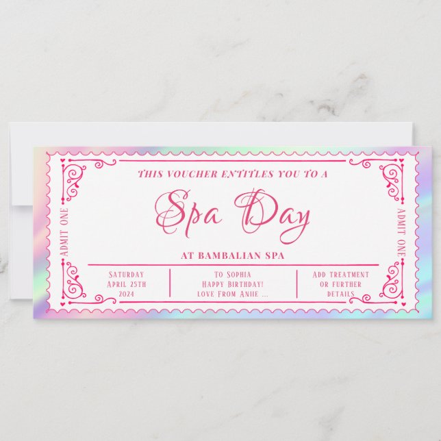 Editable Spa Voucher Ticket Gift Certificate Invitation (Front)