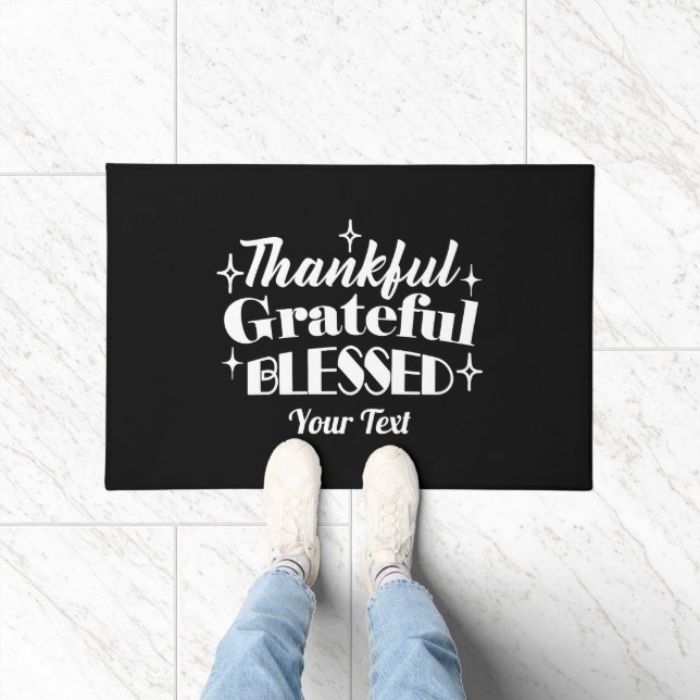 Editable Sparkling Thanksgiving Quote Design Doormat (Indoor)