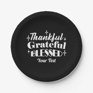 Editable Sparkling Thanksgiving Quote Design Paper Plate