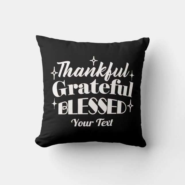 Editable Sparkling Thanksgiving Quote Design Throw Pillow (Front)