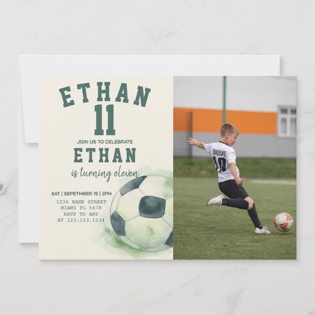Editable Sports Party Template with photo (Front)