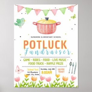 Editable spring potluck fundraiser flyer poster