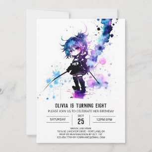 Editable Spy Ninja Digital Girl Birthday Invitation