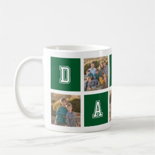 Editable Square Colour Varsity Daddy Photo Collage Coffee Mug
