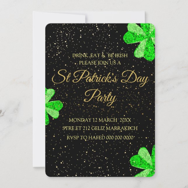 Editable St Patrick's Day Party Invitation, Templa Invitation (Front)