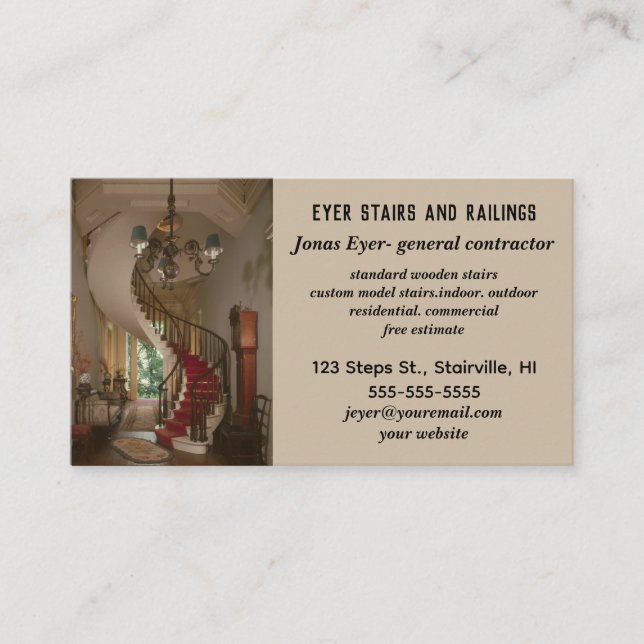 Editable Stairs and Railings Business Card (Front)