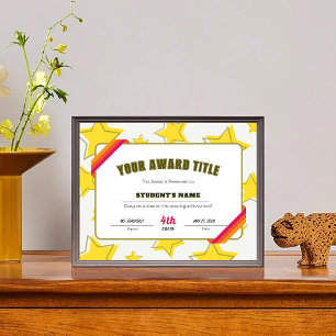 Editable Star Classroom Student Achievement Award