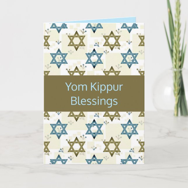 Editable Star of David Yom Kippur Blessings Card (Front)