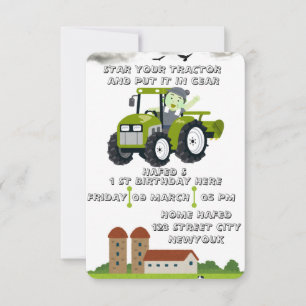 Editable Start Your Tractor 1st Birthday Animated 