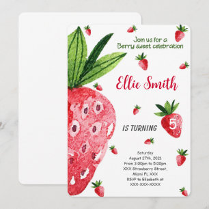 Editable Strawberry Birthday Invitation