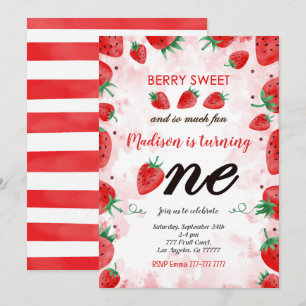 Editable Strawberry Birthday Invitation
