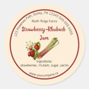Editable Strawberry-Rhubarb Jam Label