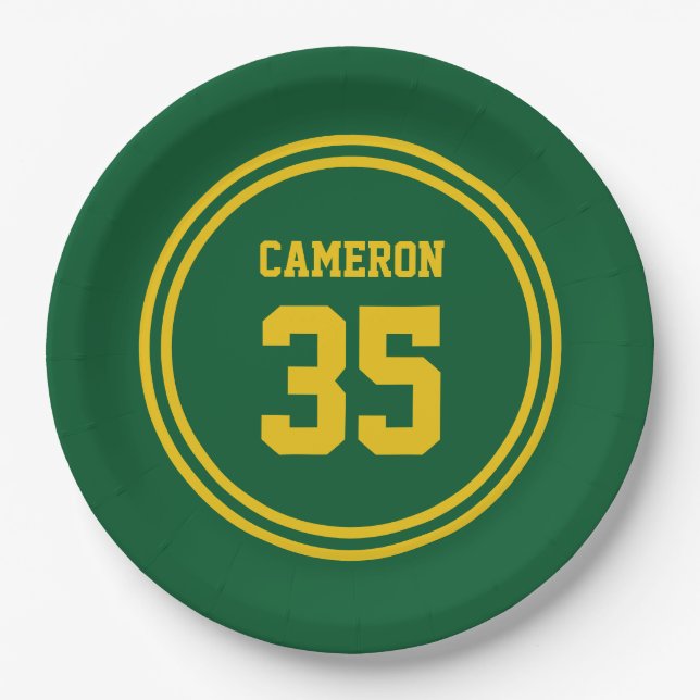 Editable Stripes and Background Colour Sporty Paper Plate (Front)