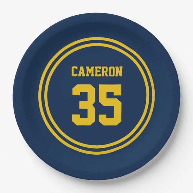 Editable Stripes and Background Colour Sporty Paper Plate (Front)