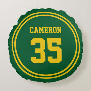 Editable Stripes and Background Colour Sporty Round Pillow