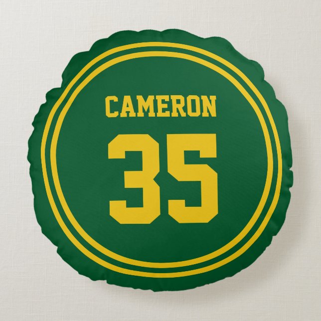 Editable Stripes and Background Colour Sporty Round Pillow (Front)