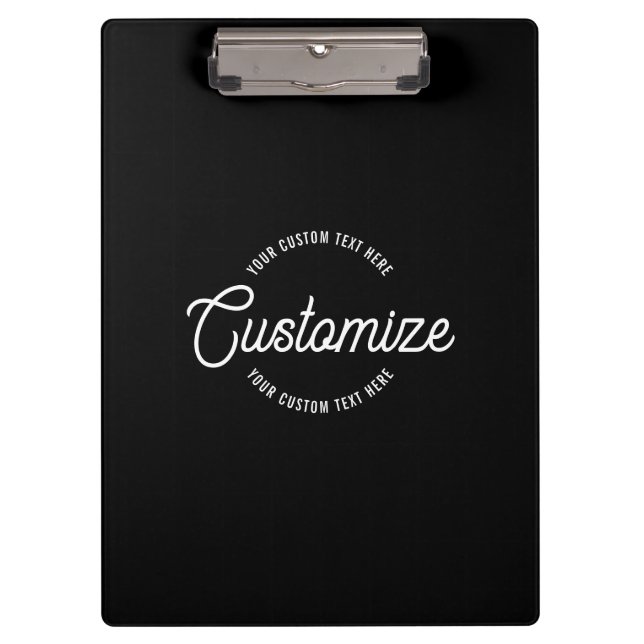 Editable Stylish Cursive & Modern Circular Text Clipboard (Front)