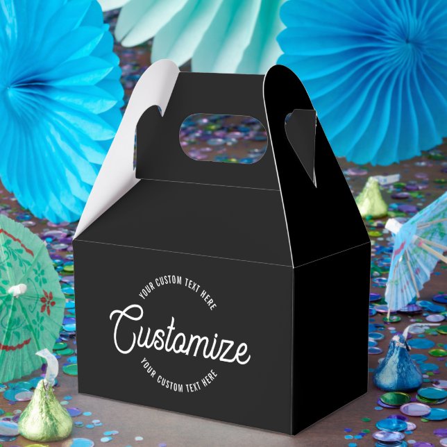 Editable Stylish Cursive & Modern Circular Text Favor Box (Party)