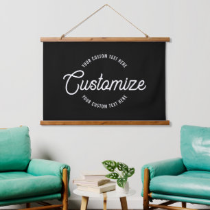 Editable Stylish Cursive & Modern Circular Text Hanging Tapestry