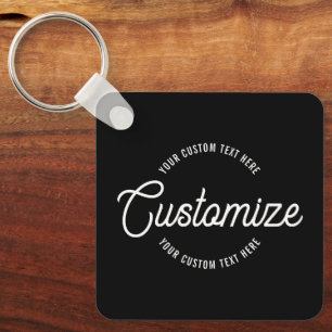 Editable Stylish Cursive & Modern Circular Text Keychain