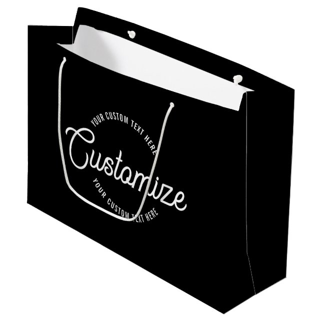 Editable Stylish Cursive & Modern Circular Text Large Gift Bag (Front Angled)