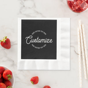 Editable Stylish Cursive & Modern Circular Text Napkin