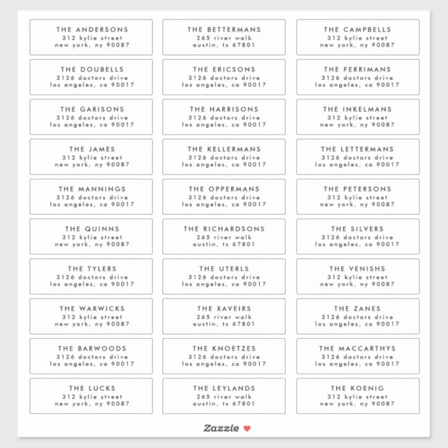 Editable Stylish individual wedding guest address (Sheet)