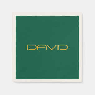 Editable Stylish Text Gold & Hunter Green Napkin