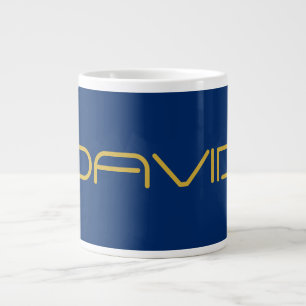 Editable Stylish Text Gold & Navy Blue Large Coffee Mug