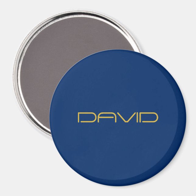 Editable Stylish Text | Gold & Navy Blue Magnet (Front/Back)