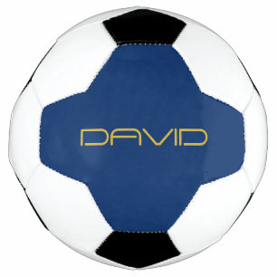 Editable Stylish Text   Gold & Navy Blue Soccer Ball