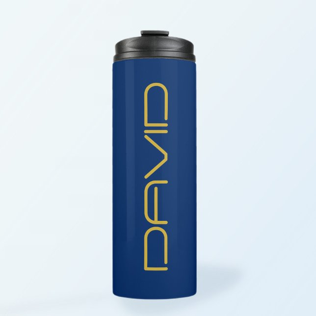 Editable Stylish Text | Gold & Navy Blue Thermal Tumbler (Creator Uploaded)