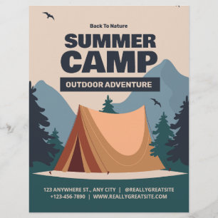 Editable Summer Fun Camp, Back To Nature Camp Flyer