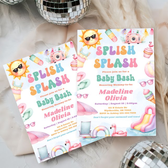 Editable Summer Splish Splash Baby Shower Party  Invitation (Creator Uploaded)
