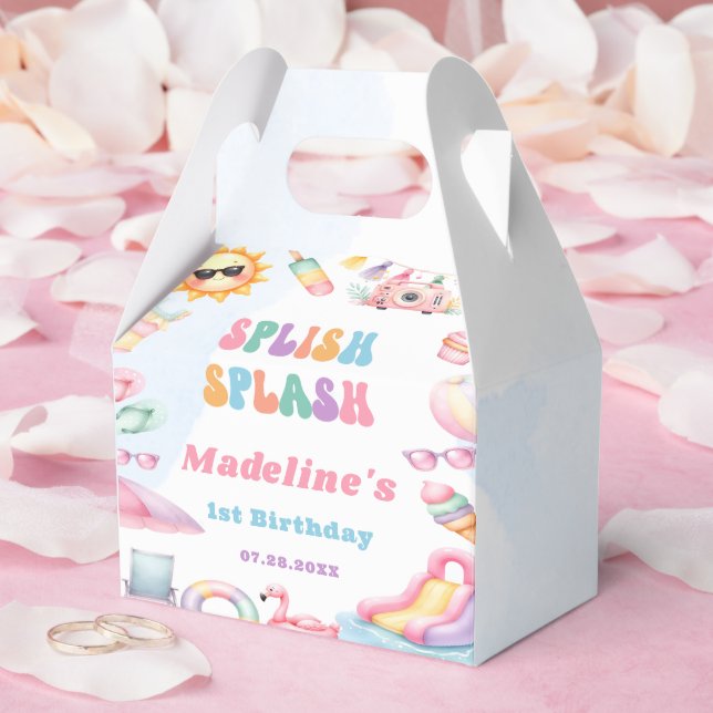 Editable Summer Splish Splash Birthday Party Favor Box (Wedding)