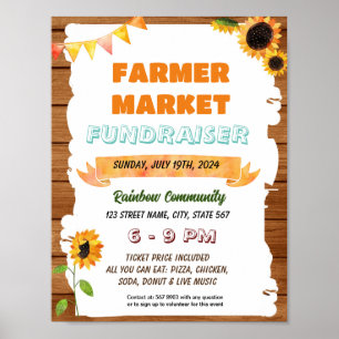 Editable sunflower farmer market event flyer  poster