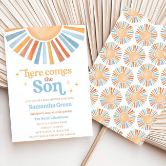Editable Sunshine Baby Shower Invitation Here Come