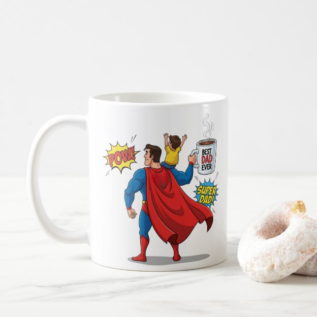 Editable Superhero gift mug superdad the best dad (Avec donut)