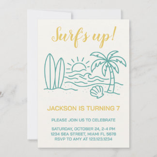 Editable Surf’s Up Birthday Invite